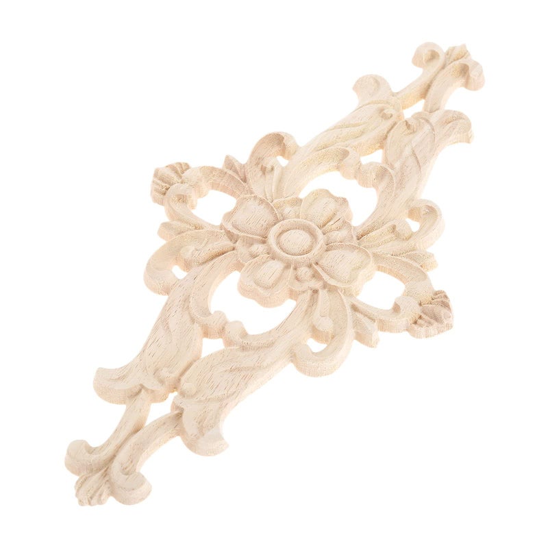 MUXSAM Wood Carved Appliques Furniture Decorative Onlays, 2Pcs Unpainted DIY Center Carving Decal for Door Wall Ceiling Cabinet Dresser Mirror Bed Mantel Bench Decoration, 27x14cm/10.63"x5.51" - Image 5